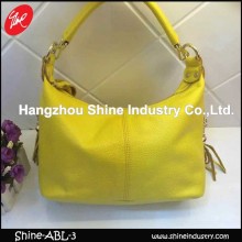 Lady genuine leather hobo bag/yellow leather handbag