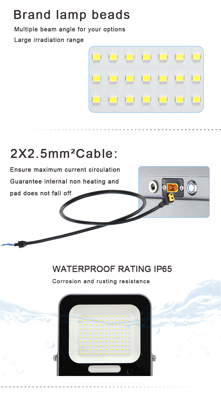 KCD Hot Aluminum Housing Wide Angle IP65 Waterproof Outdoor Floodlight 100 Watt 200 Watt 300 Watt Solar Led Flood Light