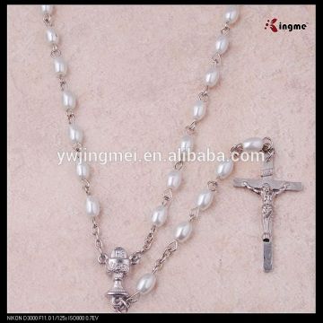 6*8mm oval glass imitation pearls catholic holy cup communion rosary