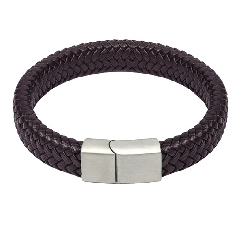 Men Jewelry Brown Braided Male Leather Bracelet