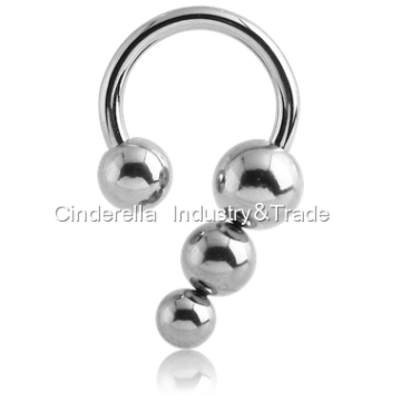 Surgical Steel Circular Barbell with Ball&Pyramid