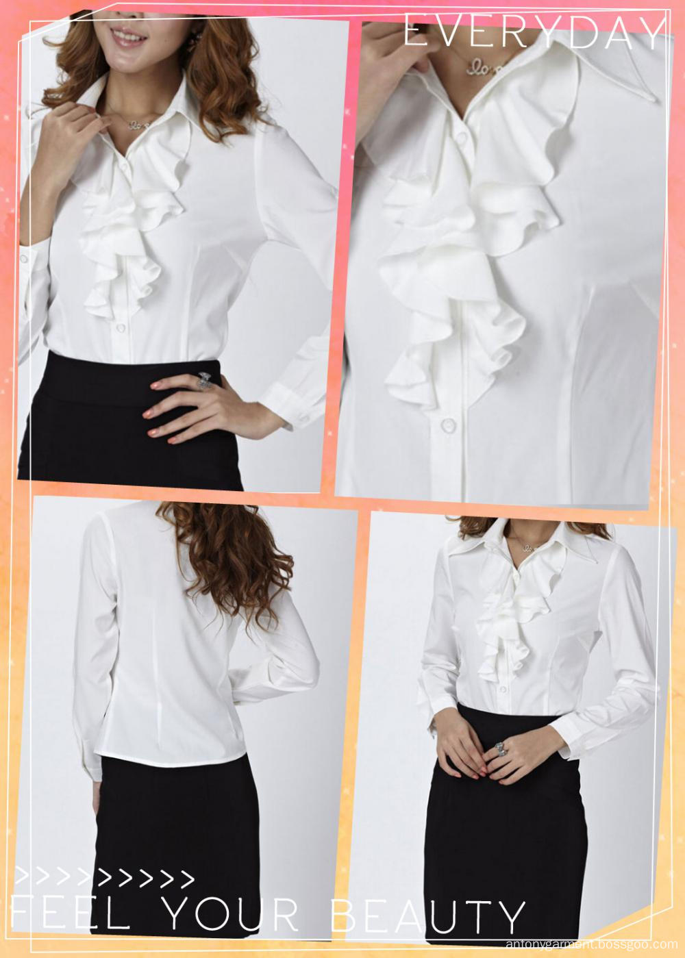 Women's flounce white shirt