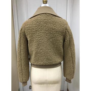 Jaqueta falsa shearling feminina