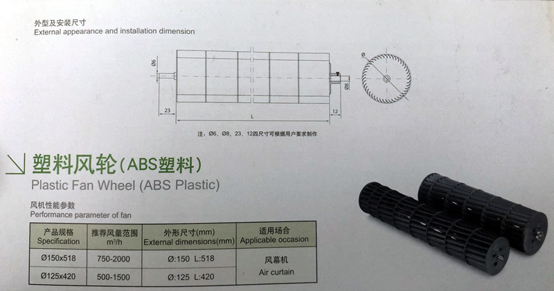 Plastic Cross Flow Fan Blade Impeller