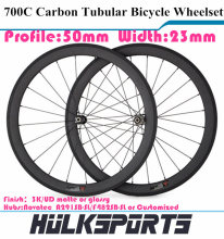 Road bicycle wheel 700c 50mm profile 23mm width carbon road bike tubular wheel carbon tubular wheel wheelset