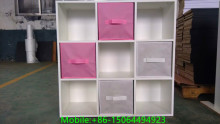 Nine cube bookcase for kids with Non-waven drawers