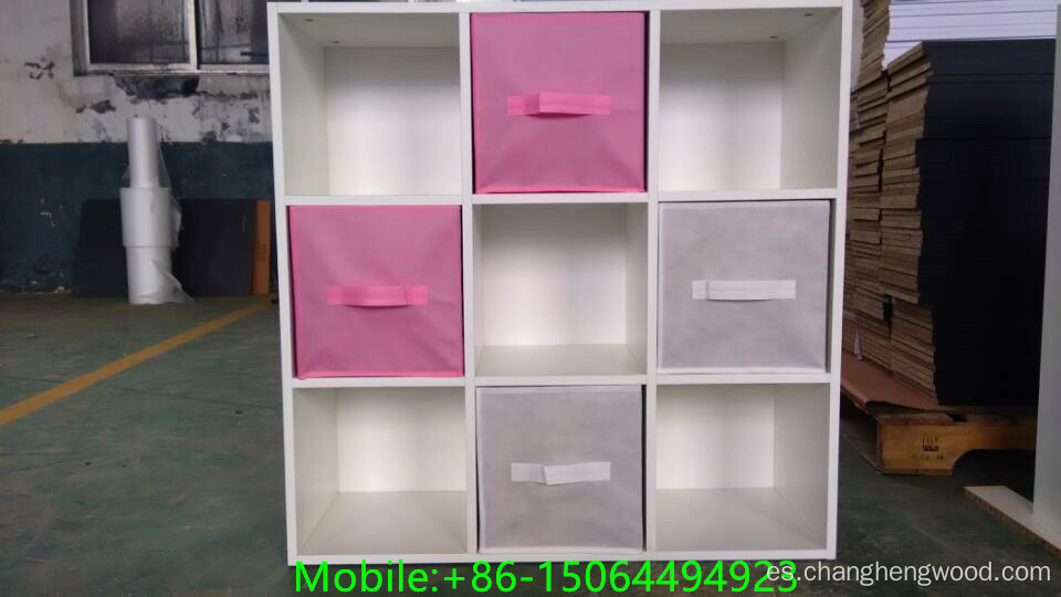 Nine Cube Bookcase para niños con cajones no waven