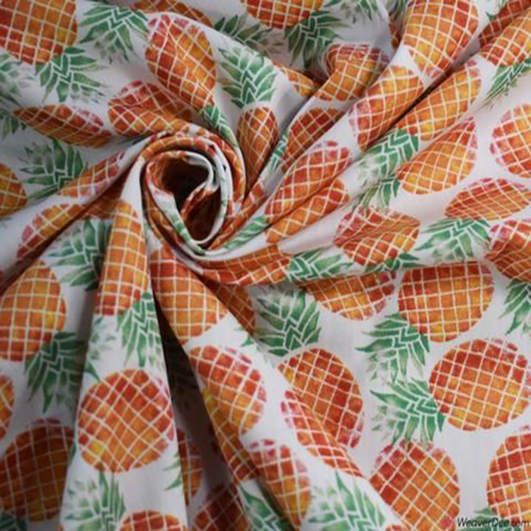No Moq Custom Pineapple Pattern Design Cotton Poplin Woven Printed Fabric By Yard
