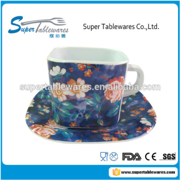 250ml melamine square shaped coffee mug and saucer