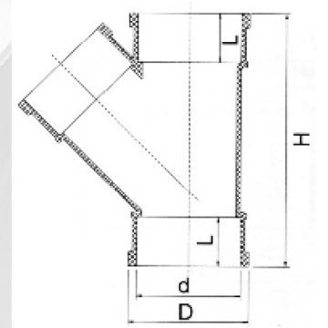 BS5255 / 4514 Parit Upvc Y-tee Warna Kelabu