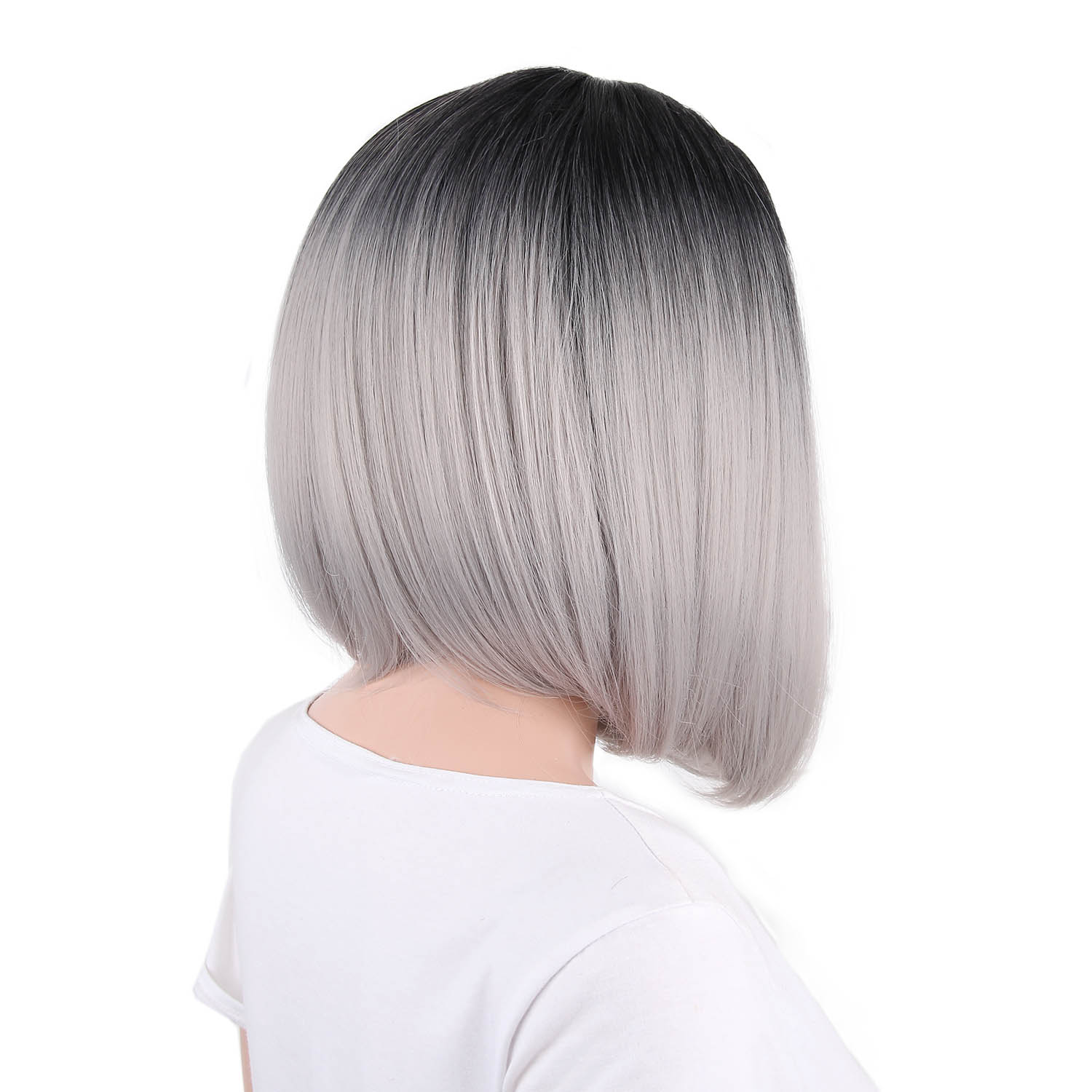 Vigorous Wholosale Ombre Blonde Wigs Synthetic Middle Side WigsCosplay Short Silky Straight Bob Wigs For Women Heat Resistant