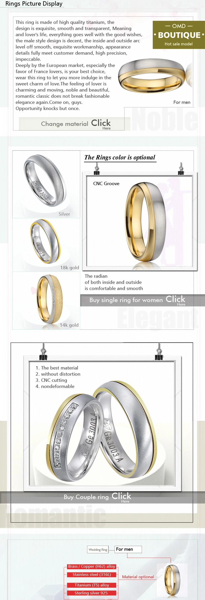 Contemporary Two Tone Flat Comfort Fit Wedding Band Set