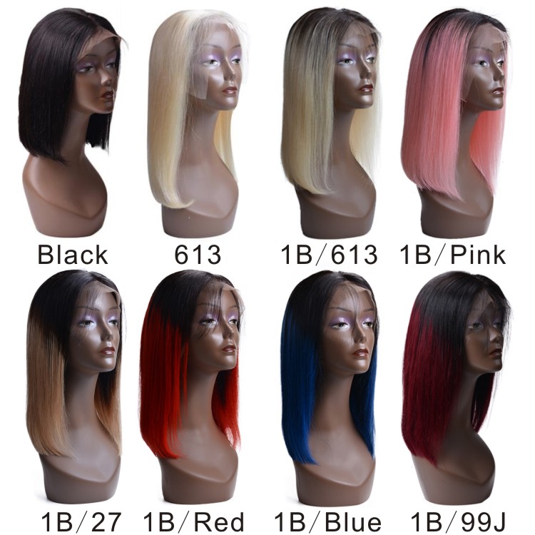 New Arrival Raw Indian Hair Bob Wigs Ombre 1B/Grey Human Hair  Wig Short Straight Lace Front Wig For Black Women