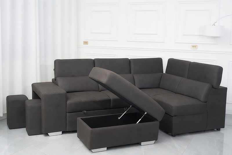 Tech Fabrics Sofa Bed With Ottoman & Stools