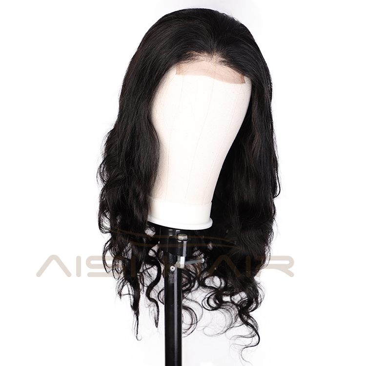 Aisi Hair High Quality Long Wavy Natural Black Wig Body Wave Swiss Lace Wig Synthetic Lace Frontal Hair Wigs For Black Women