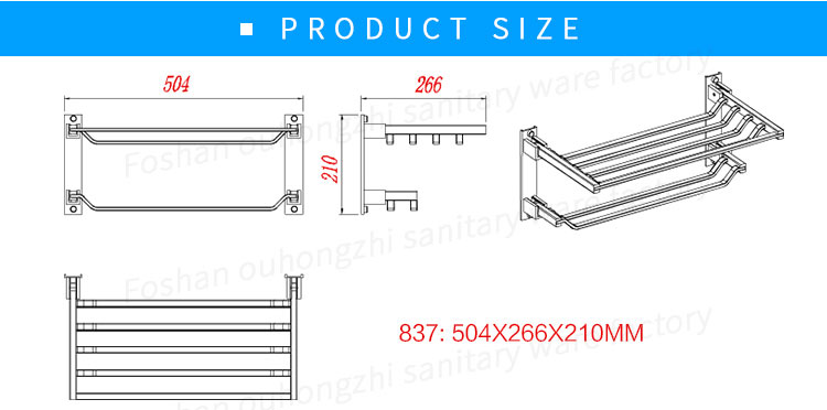 Towel Rack Stand Towel Bars Stainless Steel Bath Room Accessories Clothes Shelf with Towel Hooks