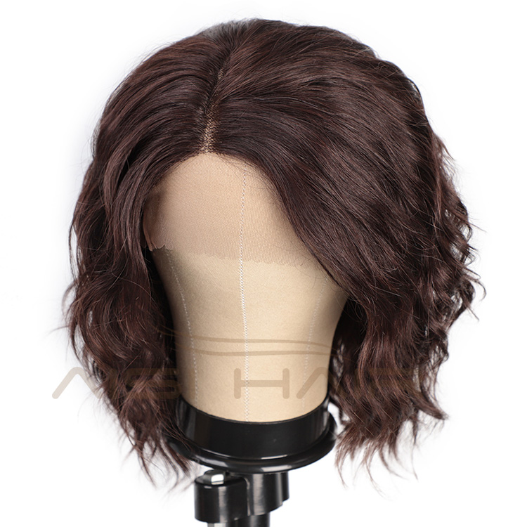 Aisi Hair 100% Brazilian Human Hair Color 2# Short Bob Swiss Lace Wigs Body Wave Human Hair Lace Front Wigs For Black Women