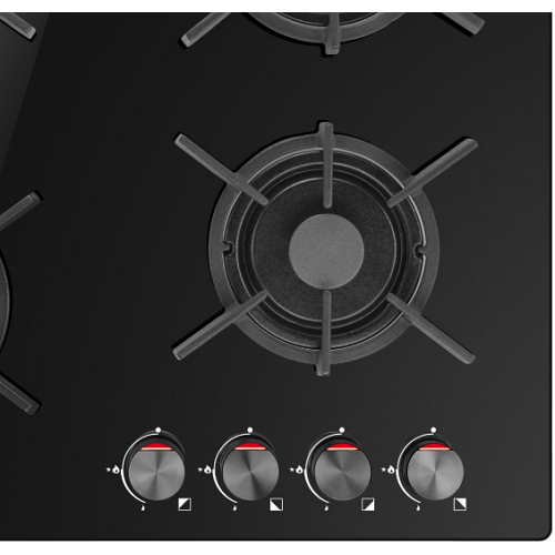 Amica Gas Stove Top Black Tempered Glass
