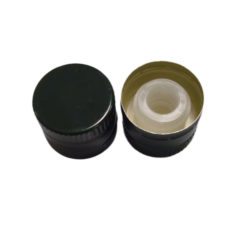 Dark green olive oil bottle screwcaps