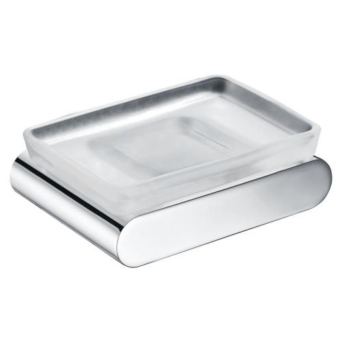 Sqaure chrome soap holder with frosted glass