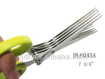 7" Green Herb shredding scissors