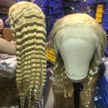 Wholesale 100% Human Hair Pre Plucked Lacefront Blonde 613 30 Inches Deep Wave Wigs