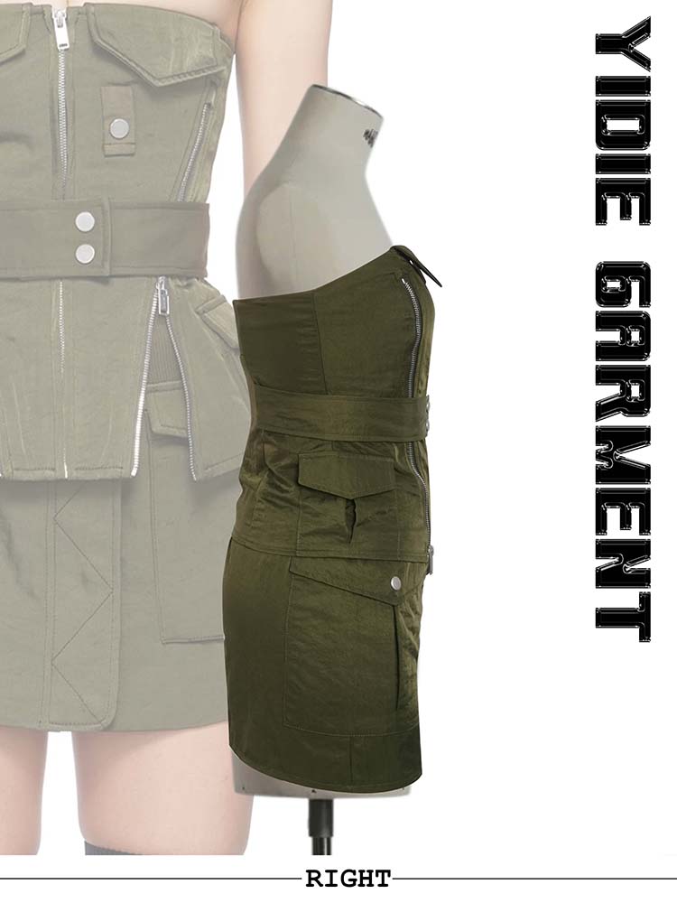 Womens Waterproof Green Aviator Mini Skirts