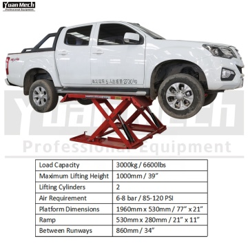 Specification Portable Movable Low Profile Car Lift