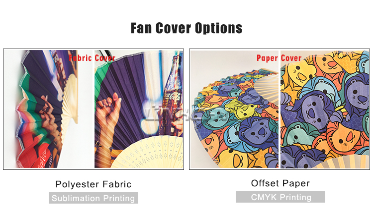 Custom Cartoon Logo Printing Bamboo Paper Hand Fan