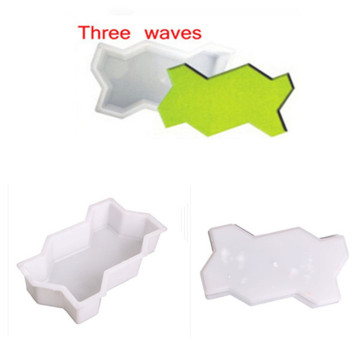 Three Waves Shape Garden Path Concrete Plastic Brick Mold DIY Paving Pavement Walkway Cement Brick Molds