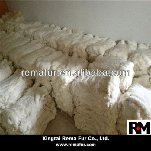 Tanned Factory Selling White Color Rex Rabbit Skin Pelts