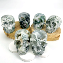 Wholesale Moss Agate Skulls for Home Decoration
