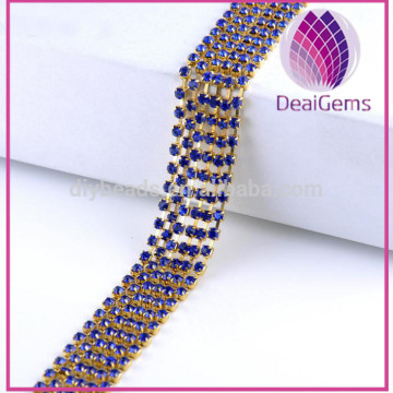 Brass chain and colorful SS16 4mm Rhinestone Cup Chain Crystal CZ