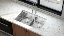 32x19 Low Divided Handmade Undermount Kitchen Sink