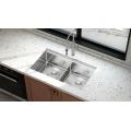 Handmade Anti-rust Stainless Steel Low Divided Kitchen Sink