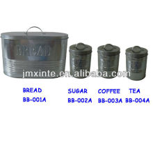 galvanized bread bin with canister sets of tea coffee sugar cans