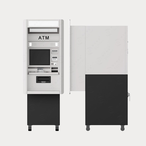A través del cajero automático del dispensador de efectivo de la pared con la unidad de monedas