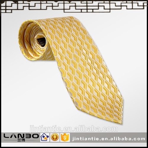 Handmade woven golden silk necktie