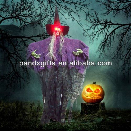 Halloween decoration 158cm hanging witch with red eyes for party