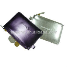 Logo Embossed Leather Coin Wallet With Zipper around