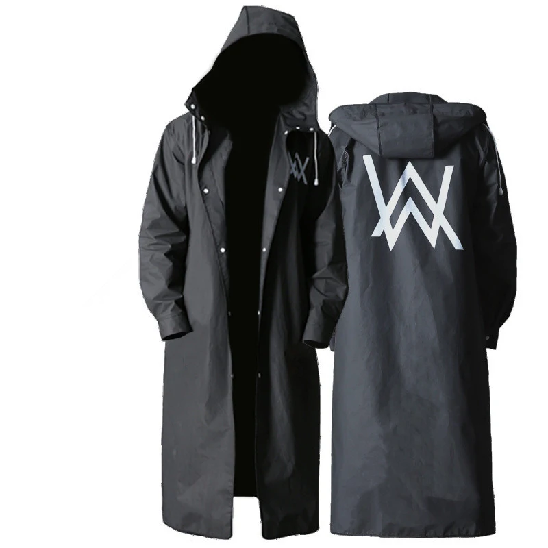 Wholesale Mens Fashion Rain Jacket Long Hood Rain Suit Black Raincoat