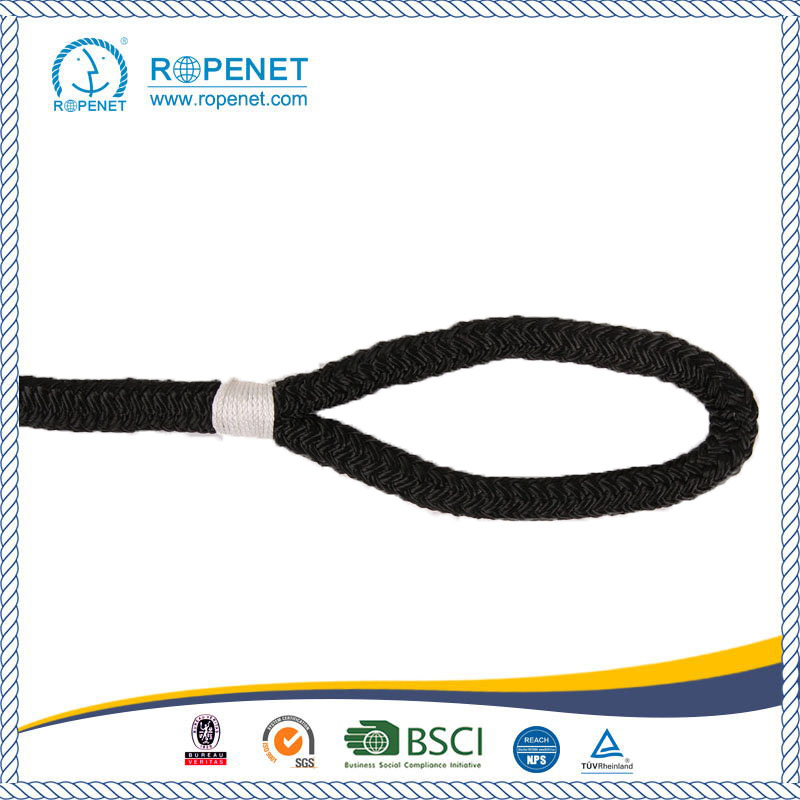 Black Double Braid Polyester Rope For Yachting