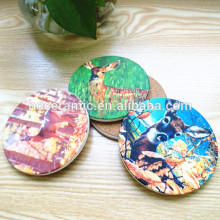 2014 New funny Sublimation Absorbent Ceramic Coaster with Cork Bottom,ceramic coaster set with metal holder or wood holder