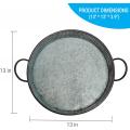 Galvanized Round Serving Tray with Handles