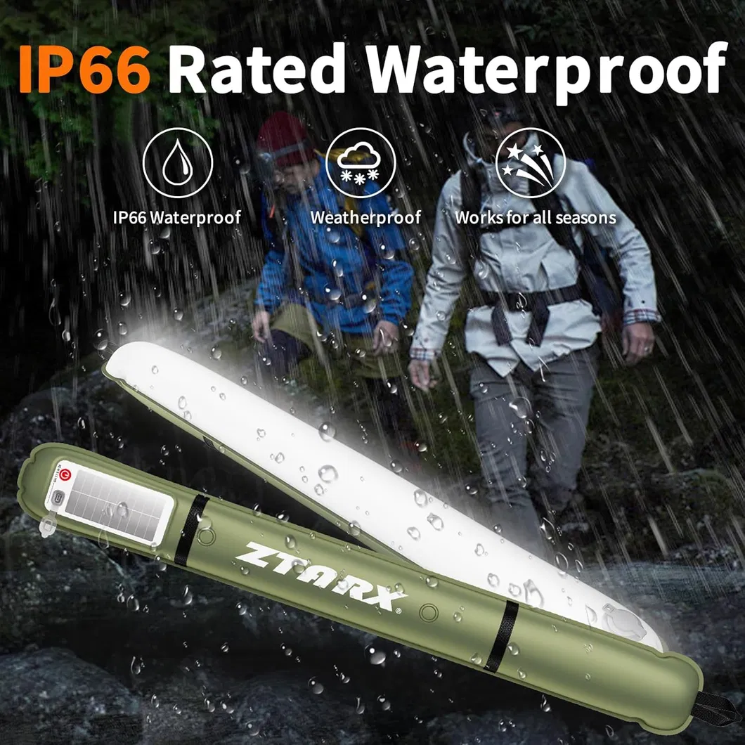 Inflatable Solar Camping Lantern, USB Rechargeable, 4 Lighting Modes, IP66 Waterproof, Portable and Lightweight Tent Light