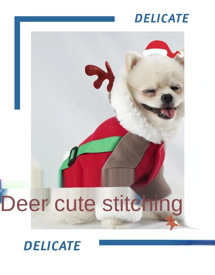 Pet Clothes Cute Deer Makeover Schnauzer Small Dog Christmas Funny Costumes