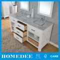 Blanco lavado muebles de vanidad baño madera teca para América