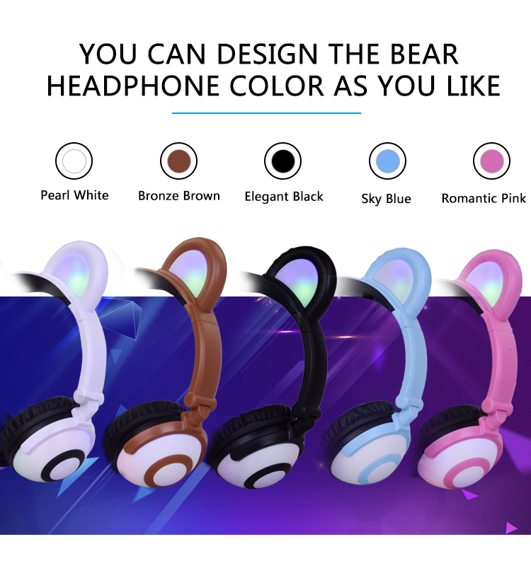 Colorful Flash Panda Ear Earphone Headphones
