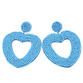 Déclaration perlé coeur Hoop boucles d&#39;oreilles mode bohème main en verre tissé graine lunatique goutte boucles d&#39;oreilles goujon bijoux Idear cadeaux