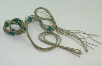 Fashion waxed cord with wooden beads knitted belts-KL0044